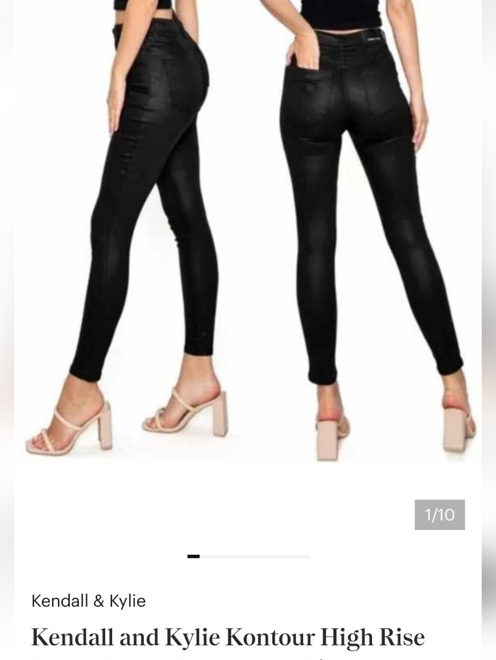 Kendall & Kylie Kontour High-Rise The Skinny Jogger Pants Coated Black Sz M